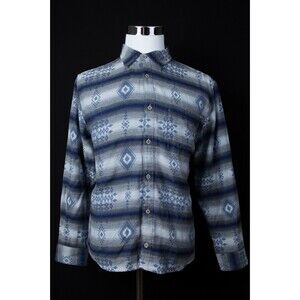 Men's Carbon 2 Cobalt Aztec Pattern Button Up Shirt Sz Medium M